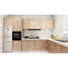 high glossy golden color kitchen painted modern wood kitchen cabinets